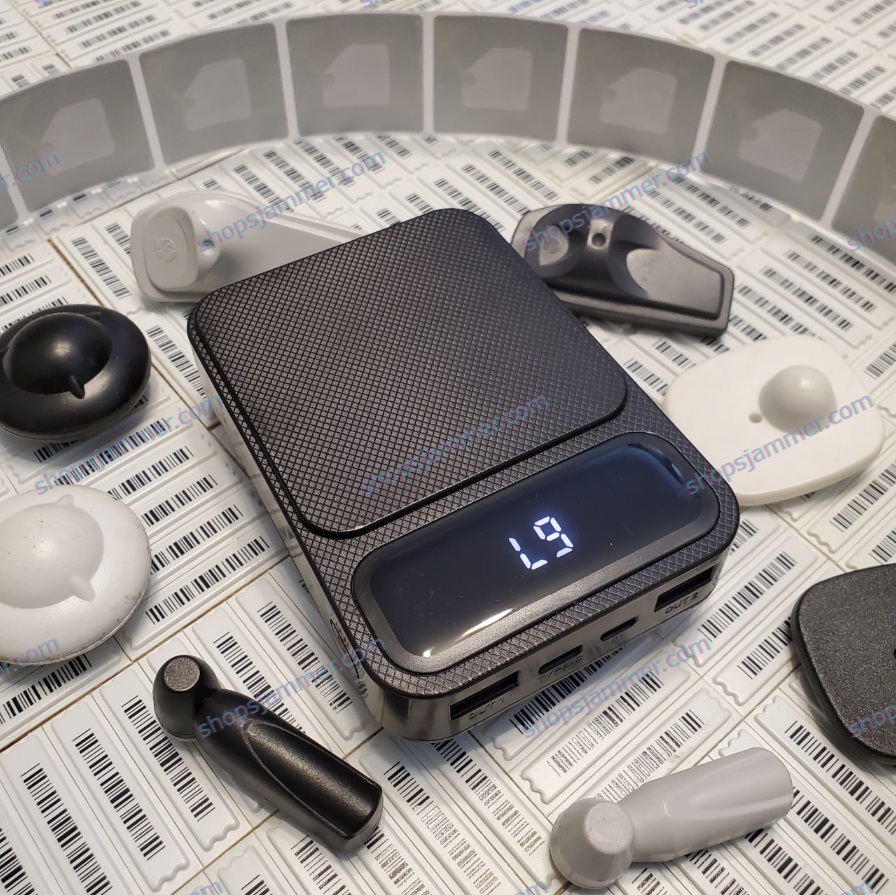 Close-up render of the product with a powerbank-style controller and service tags.